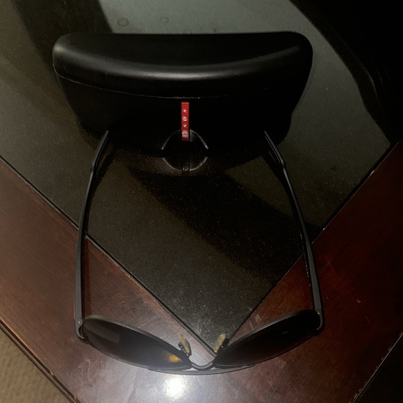 Black Prada Men’s Sunglasses with case; Like New, Very Little Wear - Picture 10 of 11